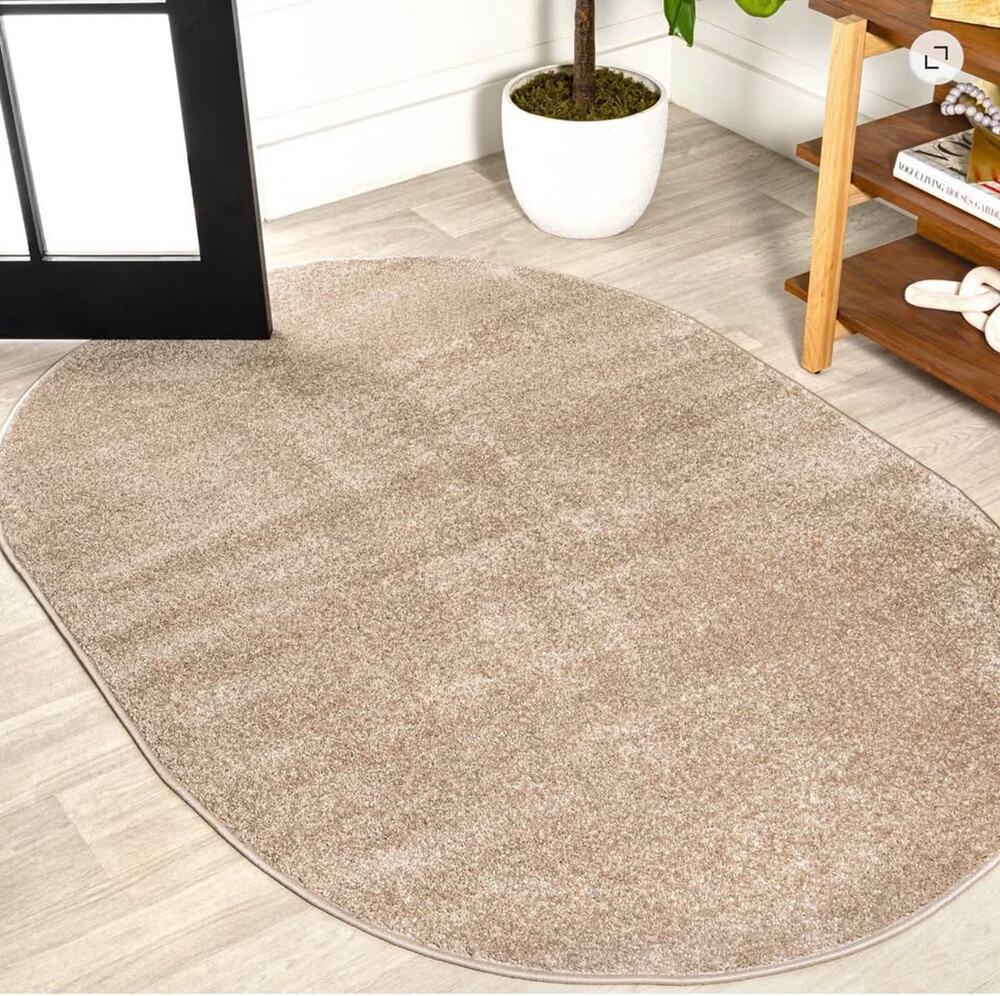 JONATHAN Y SUPERSOFT 4x6 Oval Haze Beige Area Rug NEW
